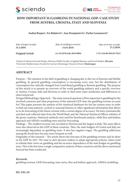 How Important Is Gambling in National Gdp: Case Study from Austria, Croatia, Italy and Slovenia