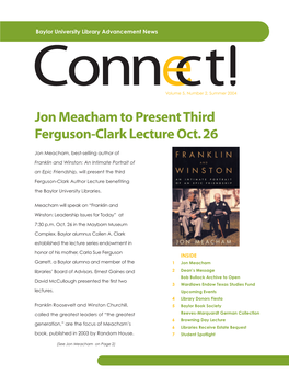 Jon Meacham to Present Third Ferguson-Clark Lecture Oct. 26