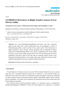 2,5-PRODAN Derivatives As Highly Sensitive Sensors of Low Solvent Acidity