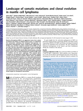 Landscape of Somatic Mutations and Clonal Evolution in Mantle Cell Lymphoma