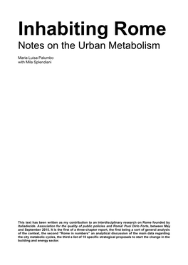 Inhabiting Rome Notes on the Urban Metabolism