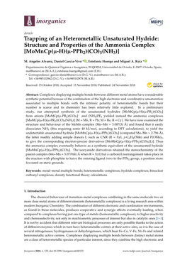 Trapping of an Heterometallic Unsaturated Hydride: Structure and Properties of the Ammonia Complex [Momncp(Μ-H)(Μ-Pph2)(CO)5(NH3)]