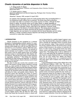 Chaotic Dynamics of Particle Dispersion in Fluids L