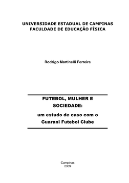 4. O Futebol Feminino No Guarani Futebol Clube