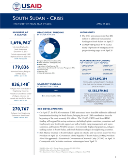Fact Sheet #7, Fiscal Year (Fy) 2016 April 29, 2016