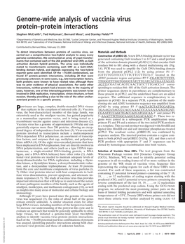 Genome-Wide Analysis of Vaccinia Virus Protein–Protein Interactions