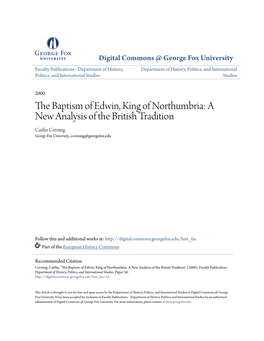 The Baptism of Edwin, King of Northumbria: a New Analysis of the British Tradition