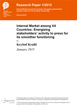 Internal Market Among V4 Countries: Energizing Stakeholders' Activity To