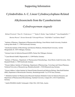 Supporting Information Cylindrofridins A–C, Linear Cylindrocyclophane