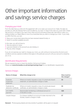 Other Important Information and Savings Service Charges