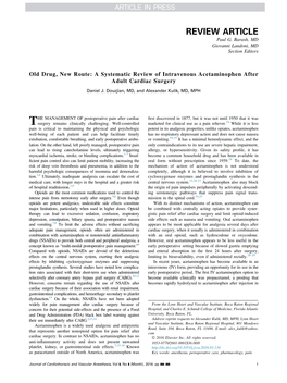 Old Drug, New Route: a Systematic Review of Intravenous Acetaminophen After Adult Cardiac Surgery