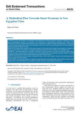 A Methodical Plan Towards Smart Economy in New Egyptian Cities