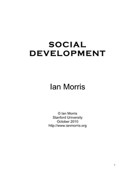 SOCIAL DEVELOPMENT Ian Morris