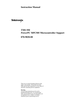 Instruction Manual TMS 550 Powerpc MPC505 Microcontroller Support