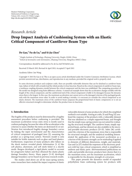 Drop Impact Analysis of Cushioning System with an Elastic Critical Component of Cantilever Beam Type