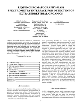 Liquid Chromatography-Mass Spectrometry Interface for Detection of Extraterrestrial Organics