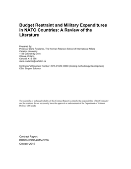 Budget Restraint and Military Expenditures in NATO Countries: a Review of the Literature