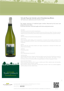 Vin De Pays Du Val De Loire Chardonnay Blanc | © ALLIANCE