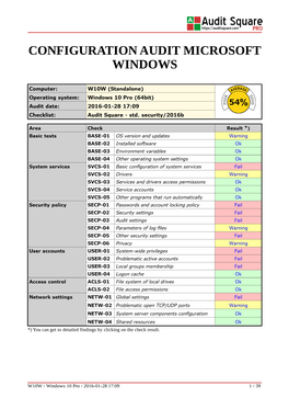 Configuration Audit Microsoft Windows