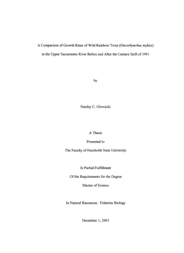 A Comparison of Growth Rates of Wild Rainbow Trout (Oncorhynchus Mykiss)