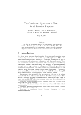 The Continuum Hypothesis Is True... for All Practical Purposes