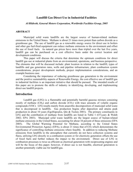 Landfill Gas Direct Use in Industrial Facilities