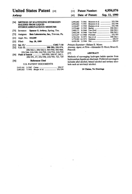 United States Patent to (Ii) Patent Number: 4,956,076 Awbrey (45) Date of Patent: Sep