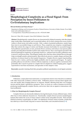 Morphological Complexity As a Floral Signal: from Perception by Insect Pollinators to Co-Evolutionary Implications