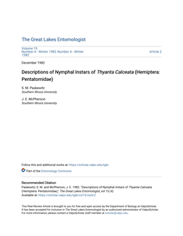 Descriptions of Nymphal Instars of Thyanta Calceata (Hemiptera: Pentatomidae)