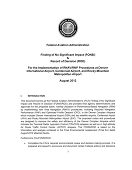 Final FAA RNAV and RNP Procedures at Denver International Airport, Centennial Airport and Rocky Mountain Metropolitan Airport En