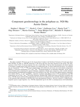 Component Geochronology in the Polyphase Ca. 3920Ma Acasta Gneiss