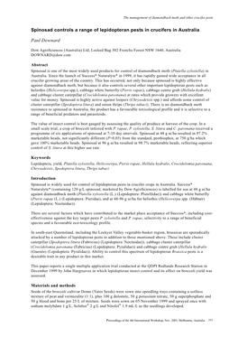 Spinosad Controls a Range of Lepidopteran Pests in Crucifers in Australia