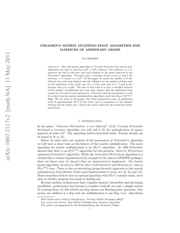 Strassen's Matrix Multiplication Algorithm for Matrices of Arbitrary