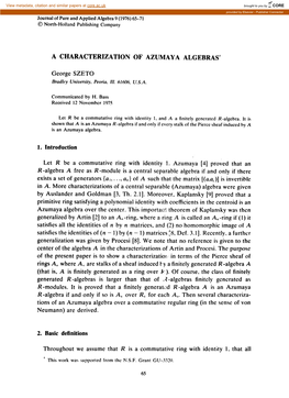 A Characterization of Azumaya Algebras+