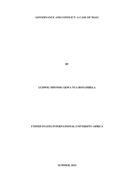 Governance and Conflict: a Case of Mali by Ludwig Mpondo Akwa Nya