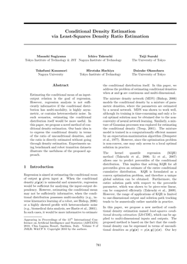 Conditional Density Estimation Via Least-Squares Density Ratio Estimation