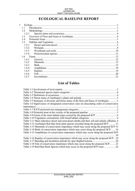 South Caucasus Gas Pipeline. ESIA for Azerbaijan. Technical and Baseline Appendices