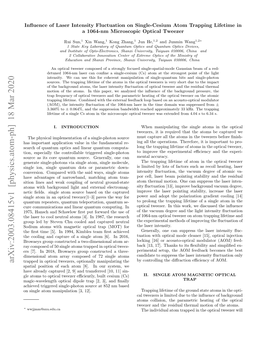 Arxiv:2003.08415V1 [Physics.Atom-Ph] 18 Mar 2020 Trapped in Optical Tweezers, Optionally Manipulating the Spatial Position of Each Atom [8]