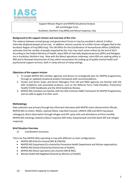 1 Support Mission Report and MHPSS Situational Analysis IDP