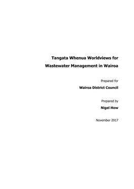 Tangata Whenua Worldviews for Wastewater Management in Wairoa