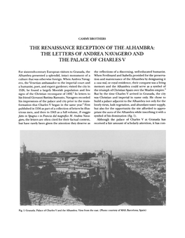 The Renaissance Reception of the Alhambra: the Letters of Andrea Navagero and the Palace of Charles V