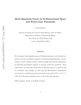 Ideal Quantum Gases in D-Dimensional Space and Power-Law Potentials