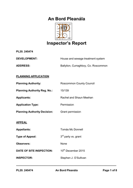 An Bord Pleanála Inspector's Report