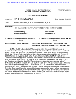 Order Granting Defendants' Motion for Summary Judgment