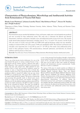 Physico-Chemical and Microbial Characteristics and Antibacterial