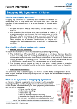 Snapping Hip Syndrome - Children