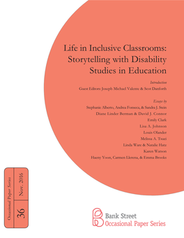 Life in Inclusive Classrooms: Storytelling with Disability Studies in Education