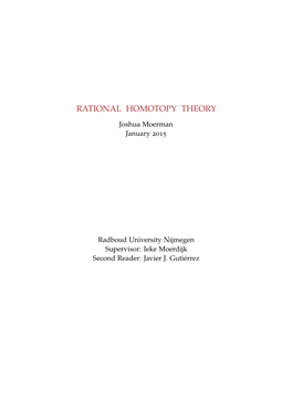 Rational Homotopy Theory