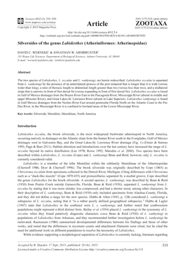 Silversides of the Genus Labidesthes (Atheriniformes: Atherinopsidae)