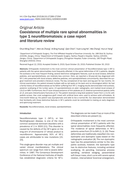 Original Article Coexistence of Multiple Rare Spinal Abnormalities in Type 1 Neurofibromatosis: a Case Report and Literature Review